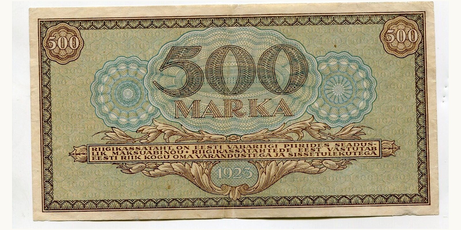 500 Mark Estonia 1923 — Back side