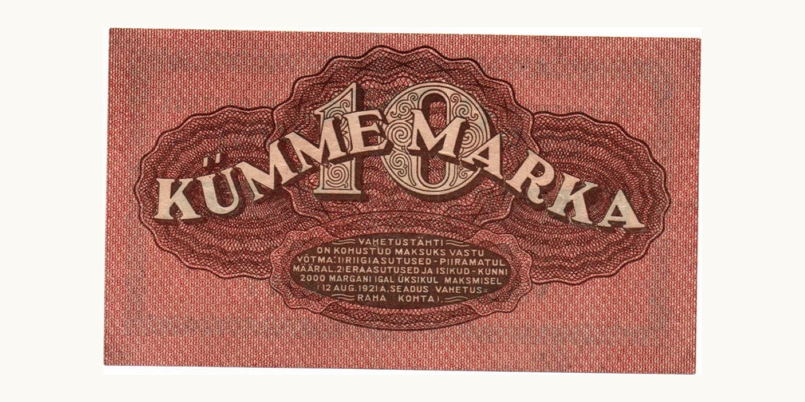 10 Mark Estonia 1922 — Back side